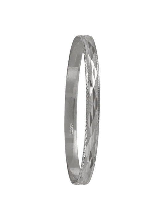 N5905W - 6MM WHITE GOLD DIAMOND CUT SLIP ON BANGLE