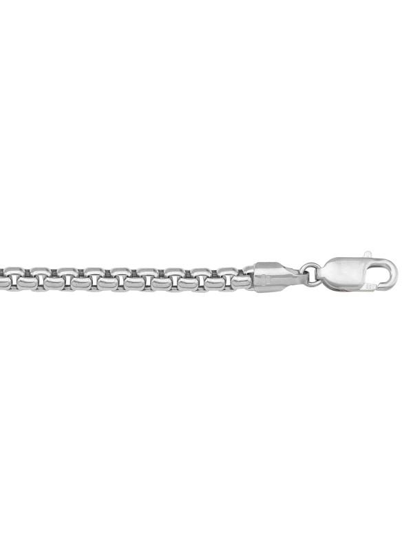 N603W - WHITE GOLD HOLLOW BOX LINK