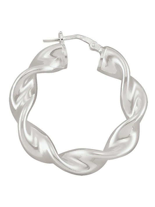 N7612 - STERLING SILVER FANCY TWIST HOOP EARRING