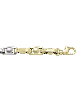 TWO TONE GOLD HOLLOW FANCY ROUND LINK