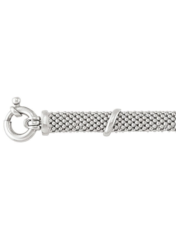 SJ06 - STERLING SILVER FANCY MESH LINK LADIES NECKLACE