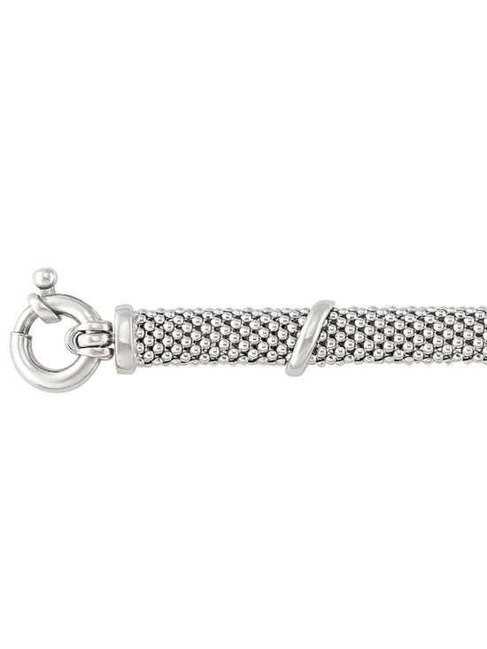 SJ06 - STERLING SILVER FANCY MESH LINK LADIES NECKLACE