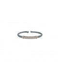 SJ61 STERLING SILVER BLACK RHODIUM AND C.Z. FANCY CUFF BANGLE