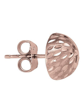 TA131 - PINK GOLD HALF BALL DIAMOND CUT STUD EARRING