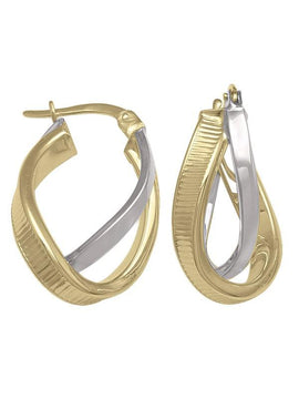 TA137 - TWO TONE FANCY HOOP EARRING