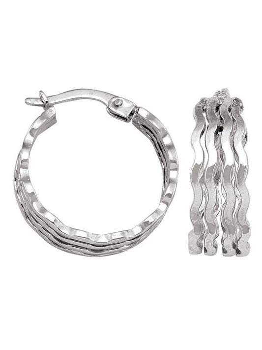 TA145 - WHITE GOLD FANCY HOOP EARRING