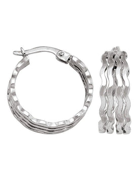 TA145 - WHITE GOLD FANCY HOOP EARRING