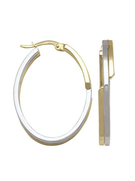 TA156 - TWO TONE OVAL FANCY HOOP EARRING