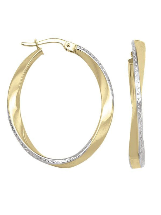 TA165 - TWO TONE FANCY OVAL HOOP EARRING