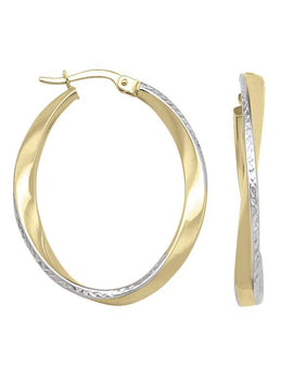 TA165 - TWO TONE FANCY OVAL HOOP EARRING