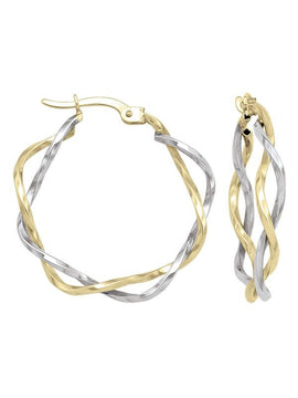 TA166 - TWO TONE FANCY HOOP EARRING