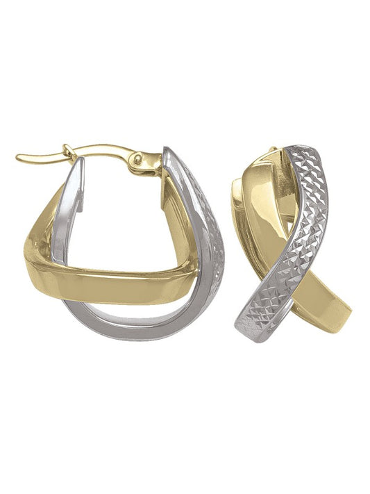TECA26 - TWO TONE FANCY HOOP EARRING