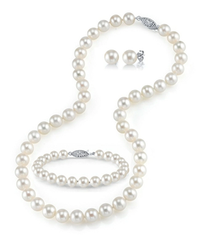 8-9mm Freshwater Pearl Necklace, Bracelet & Earrings